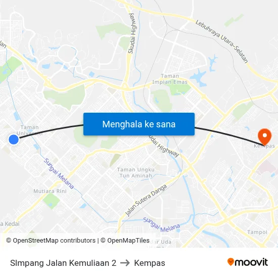 Slmpang Jalan Kemuliaan 2 to Kempas map