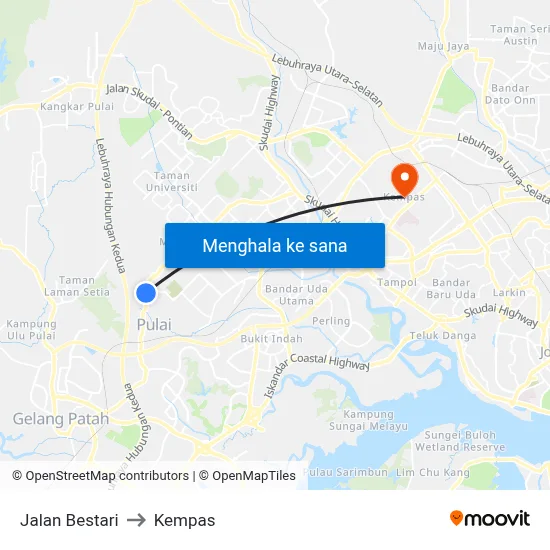 Jalan Bestari to Kempas map