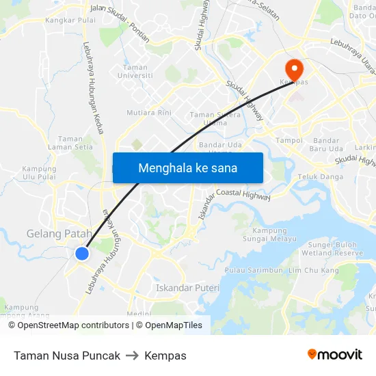 Taman Nusa Puncak to Kempas map