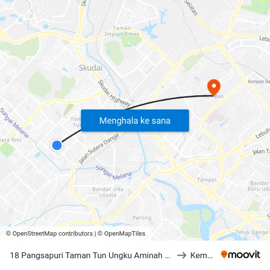 18 Pangsapuri Taman Tun Ungku Aminah Block 34 to Kempas map