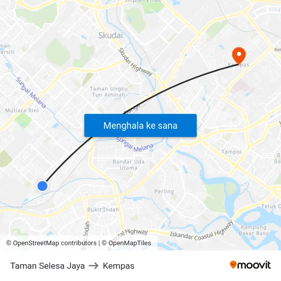 Taman Selesa Jaya to Kempas map