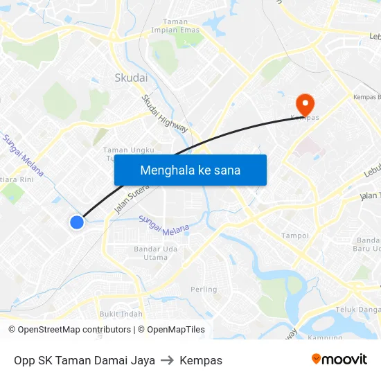 Opp SK Taman Damai Jaya to Kempas map