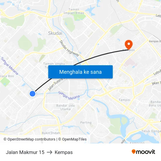 Jalan Makmur 15 to Kempas map