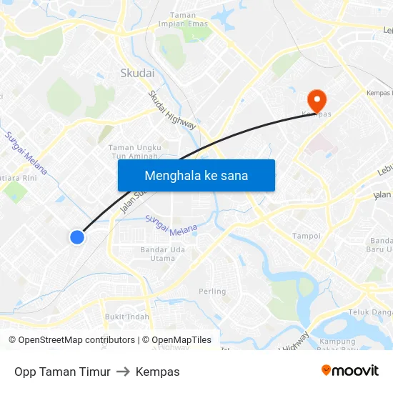 Opp Taman Timur to Kempas map