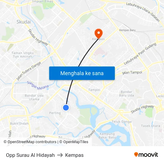 Opp Surau Al Hidayah to Kempas map