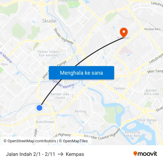 Jalan Indah 2/1 - 2/11 to Kempas map