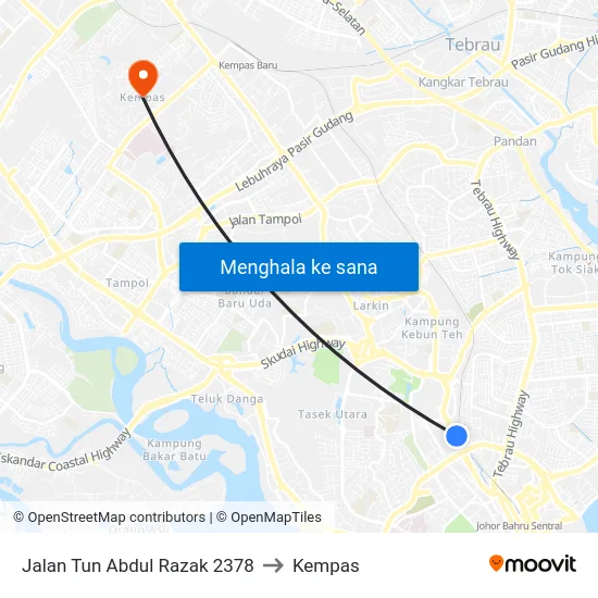 Jalan Tun Abdul Razak 2378 to Kempas map