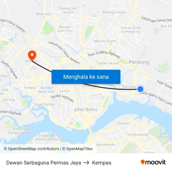 Dewan Serbaguna Permas Jaya to Kempas map