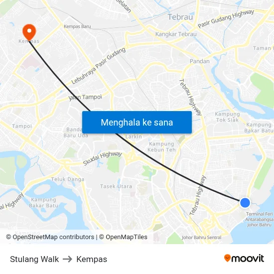 Stulang Walk to Kempas map