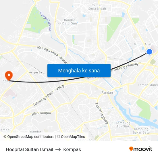 Hospital Sultan Ismail to Kempas map