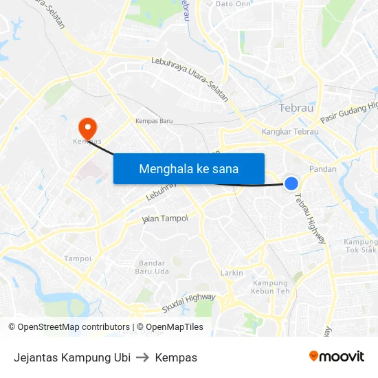 Jejantas Kampung Ubi to Kempas map