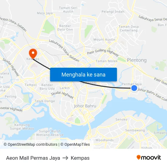 Aeon Mall Permas Jaya to Kempas map