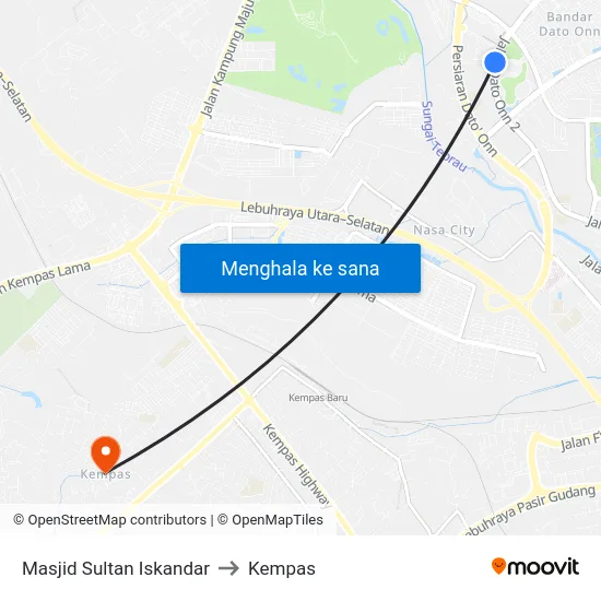 Masjid Sultan Iskandar to Kempas map