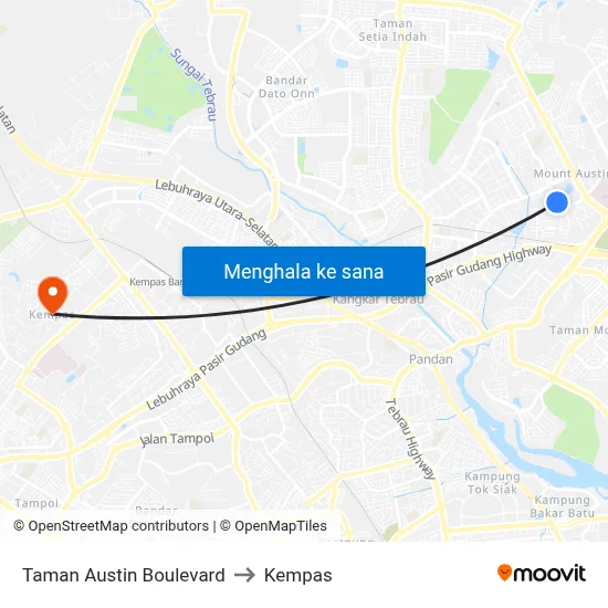 Taman Austin Boulevard to Kempas map
