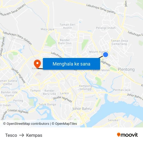 Tesco to Kempas map