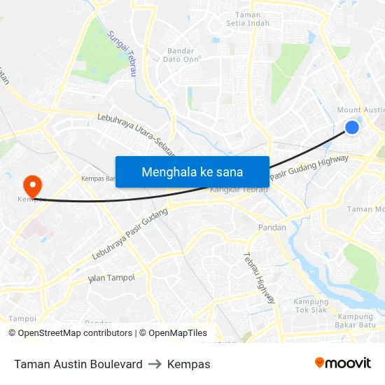 Taman Austin Boulevard to Kempas map