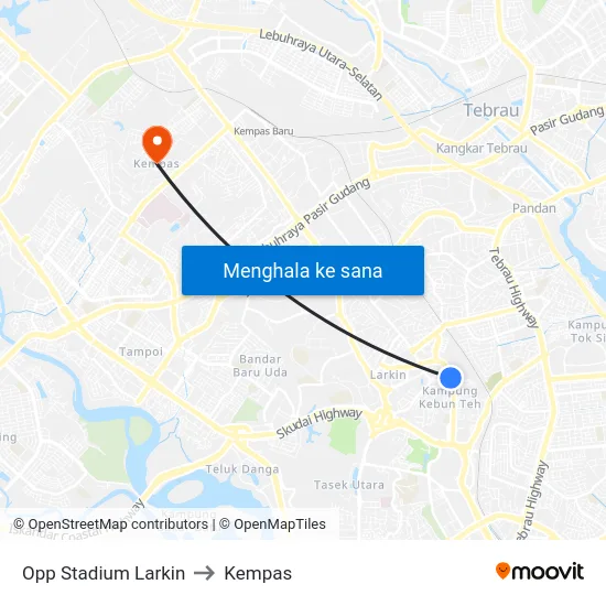 Opp Stadium Larkin to Kempas map