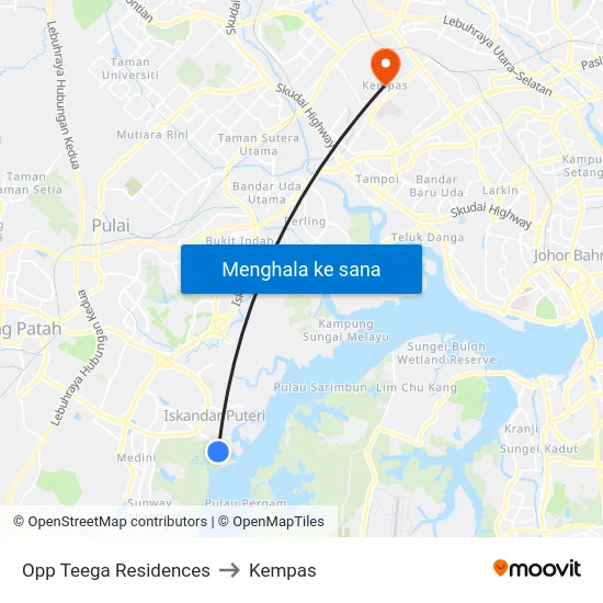 Opp Teega Residences to Kempas map