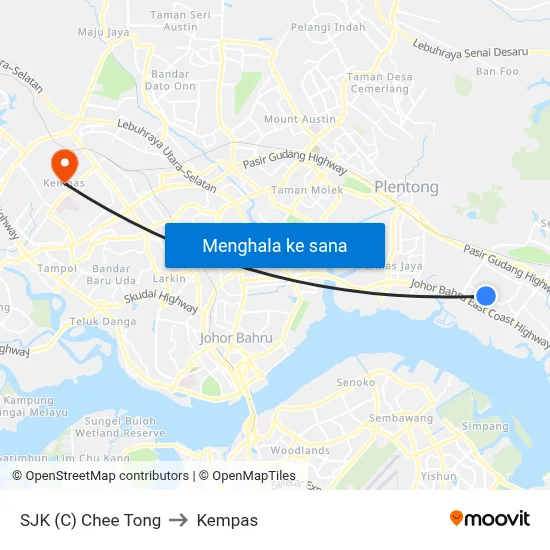 SJK (C) Chee Tong to Kempas map