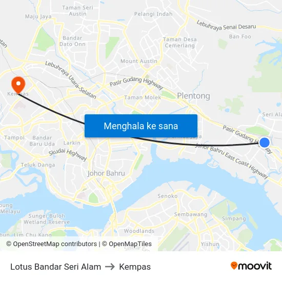 Lotus Bandar Seri Alam to Kempas map