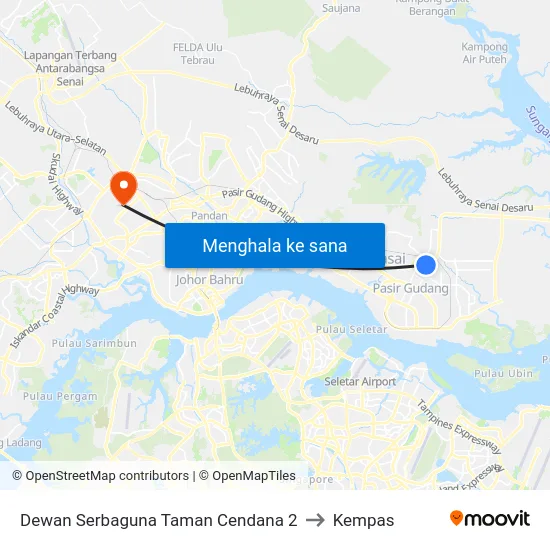 Dewan Serbaguna Taman Cendana 2 to Kempas map