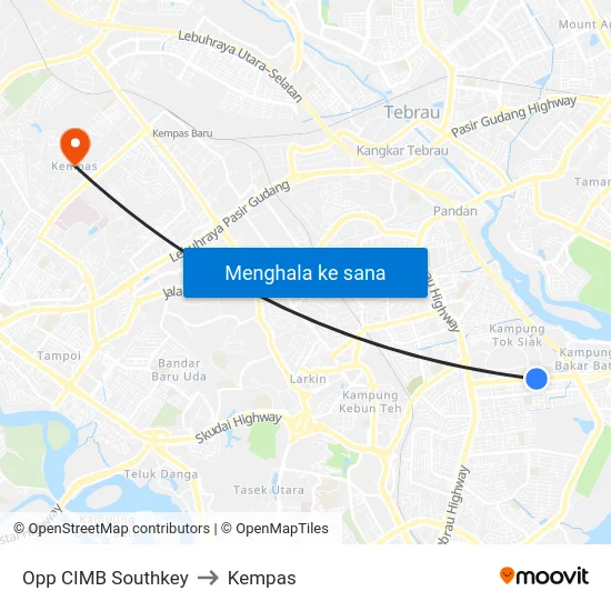 Opp CIMB Southkey to Kempas map