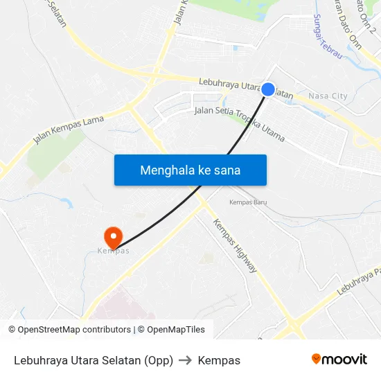 Lebuhraya Utara Selatan (Opp) to Kempas map