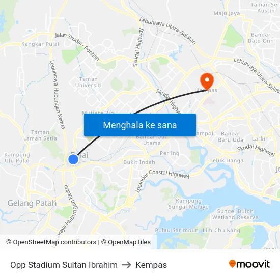 Opp Stadium Sultan Ibrahim to Kempas map