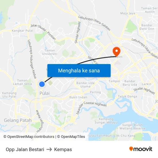 Opp Jalan Bestari to Kempas map