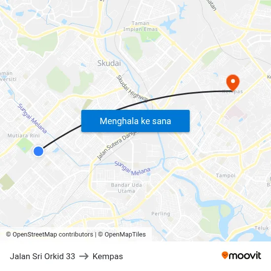 Jalan Sri Orkid 33 to Kempas map