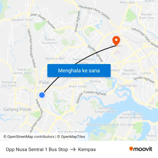 Opp Nusa Sentral 1 Bus Stop to Kempas map