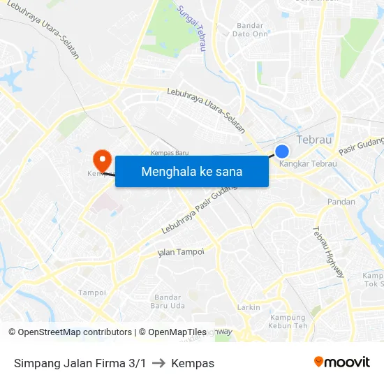 Simpang Jalan Firma 3/1 to Kempas map
