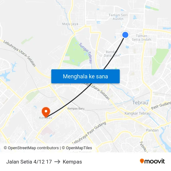 Jalan Setia 4/12 17 to Kempas map