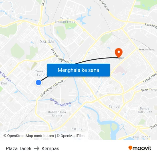 Plaza Tasek to Kempas map
