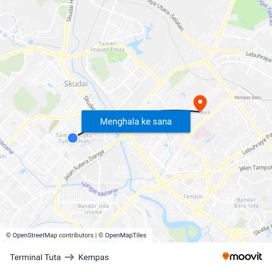 Terminal Tuta to Kempas map