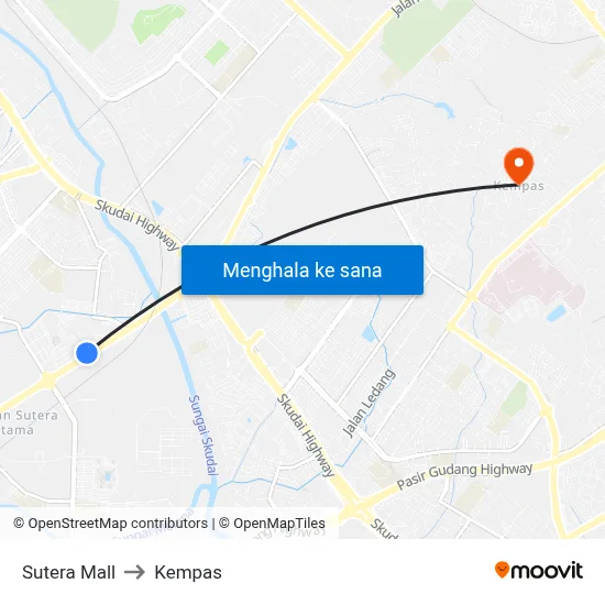Sutera Mall to Kempas map
