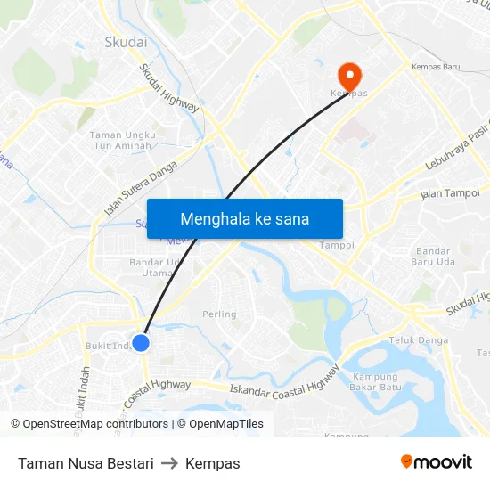 Taman Nusa Bestari to Kempas map
