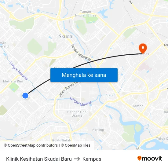 Klinik Kesihatan Skudai Baru to Kempas map