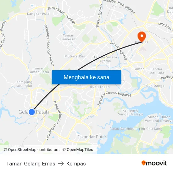 Taman Gelang Emas to Kempas map