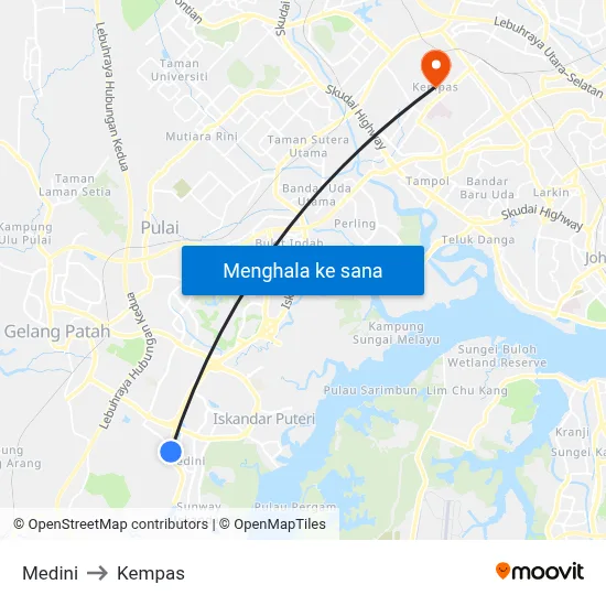 Medini to Kempas map