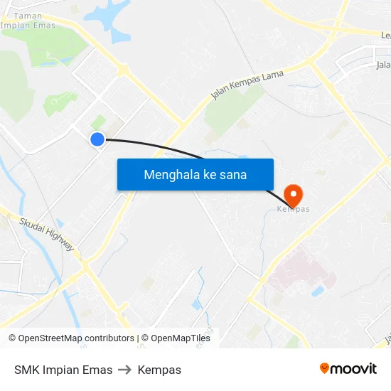 SMK Impian Emas to Kempas map