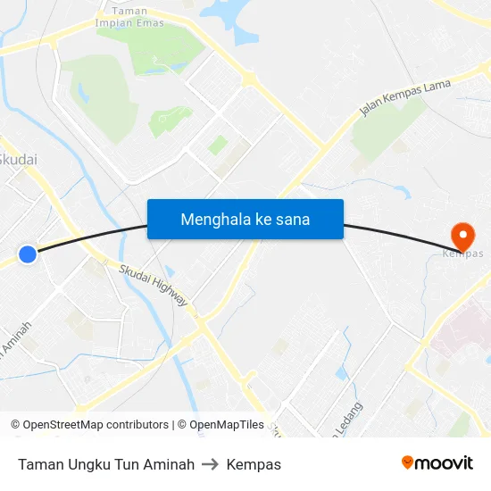 Taman Ungku Tun Aminah to Kempas map