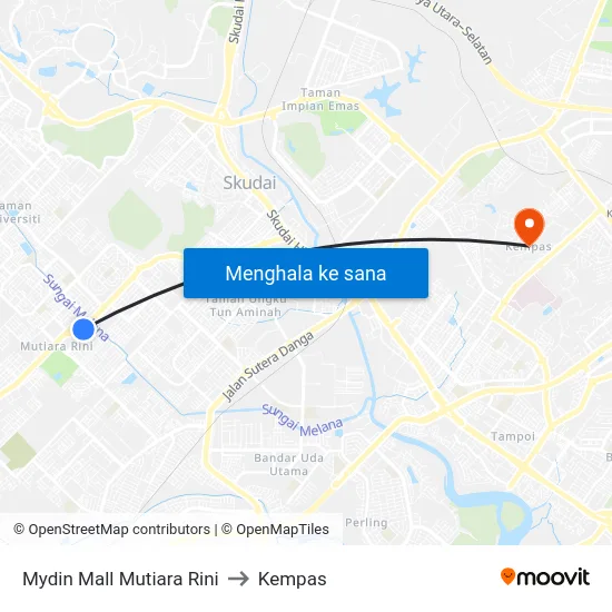 Mydin Mall Mutiara Rini to Kempas map