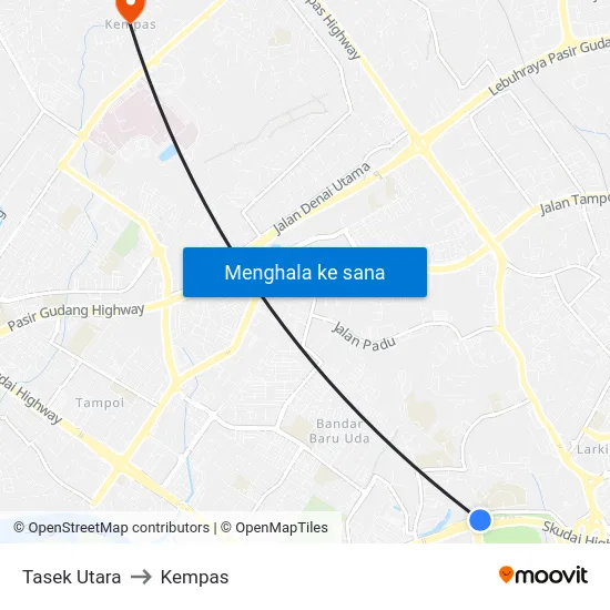 Tasek Utara to Kempas map
