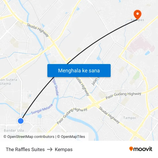 The Raffles Suites to Kempas map