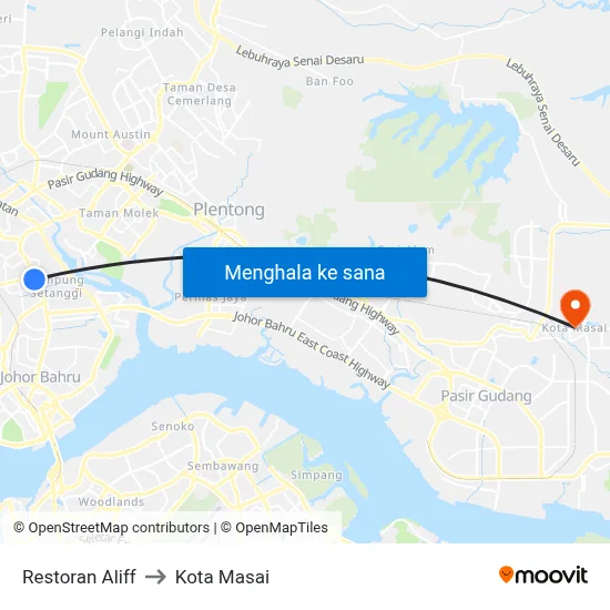 Restoran Aliff to Kota Masai map
