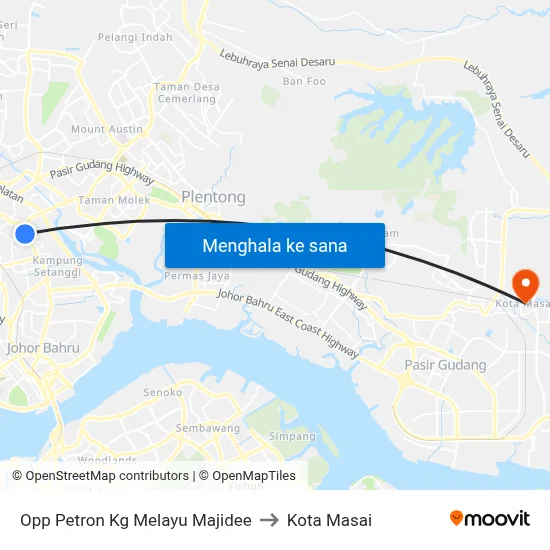 Opp Petron Kg Melayu Majidee to Kota Masai map