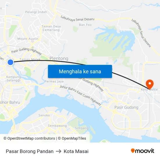 Pasar Borong Pandan to Kota Masai map