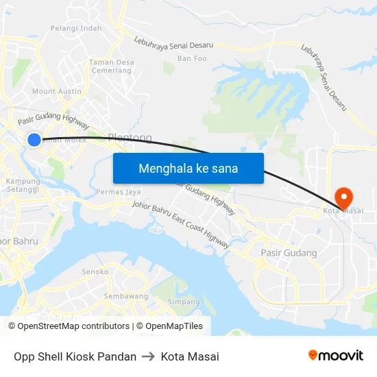 Opp Shell Kiosk Pandan to Kota Masai map
