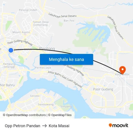 Opp Petron Pandan to Kota Masai map